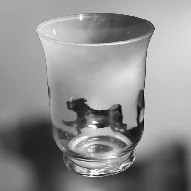 Pug Frieze Clear Glass Vase - 14.5cm, Boxed - image 1