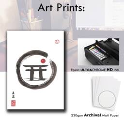 Japanese Torii Print Shinto Sumi-E Ink Wall Art - thumbnail 3