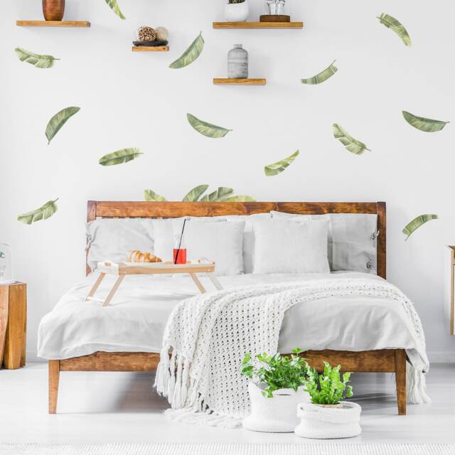 Small Watercolor Palm Leaves Wall Decals, Plastic-Free Stickers - image 1