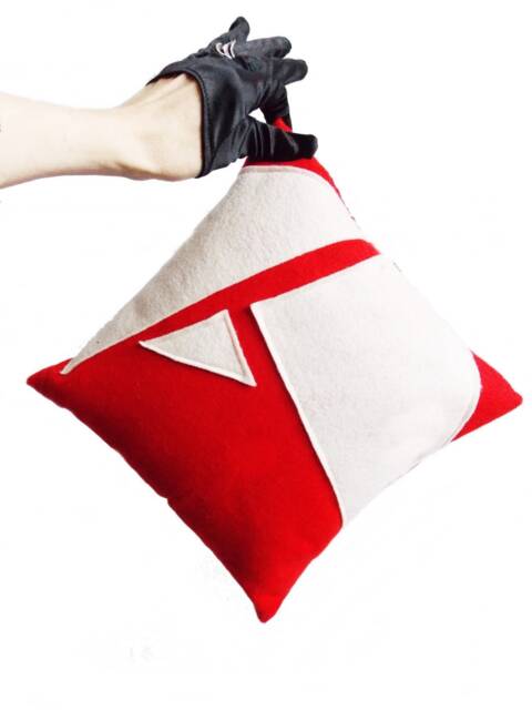 Special Offer -Dutch Design Modernist Felt Art Pillow/ Red White Throw Cushion/Abstract Geometric Pattern Pillow - image 1