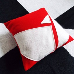 Special Offer -Dutch Design Modernist Felt Art Pillow/ Red White Throw Cushion/Abstract Geometric Pattern Pillow - thumbnail 3