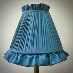 Handmade Slate Blue Pleated Lampshade Ruffle Trim, British Made