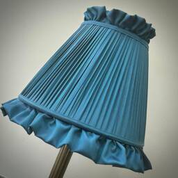 Handmade Slate Blue Pleated Lampshade Ruffle Trim, British Made - thumbnail 3