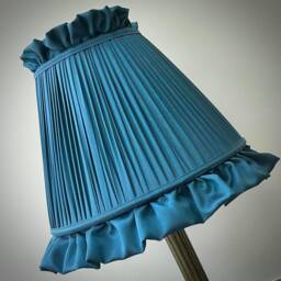 Handmade Slate Blue Pleated Lampshade Ruffle Trim, British Made - thumbnail 2