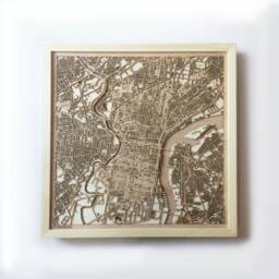 Philadelphia Wooden Map Art - Laser Cut Pinewood City Streets - thumbnail 1