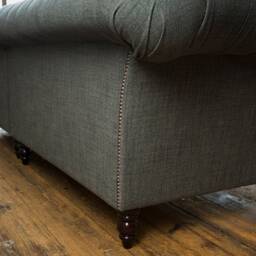 4 Seater Dark Grey & Antique Tan Brown Leather Chesterfield Sofa - Split Design British Handmade - thumbnail 3