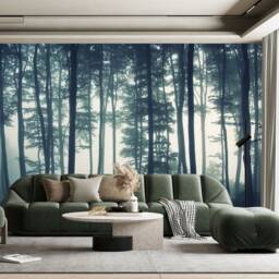 Dreamy Misty Forest Wall Mural, Forests Wallpaper, Hazy Canvas Print, D??cor, Nursery & Room D??cor - thumbnail 3