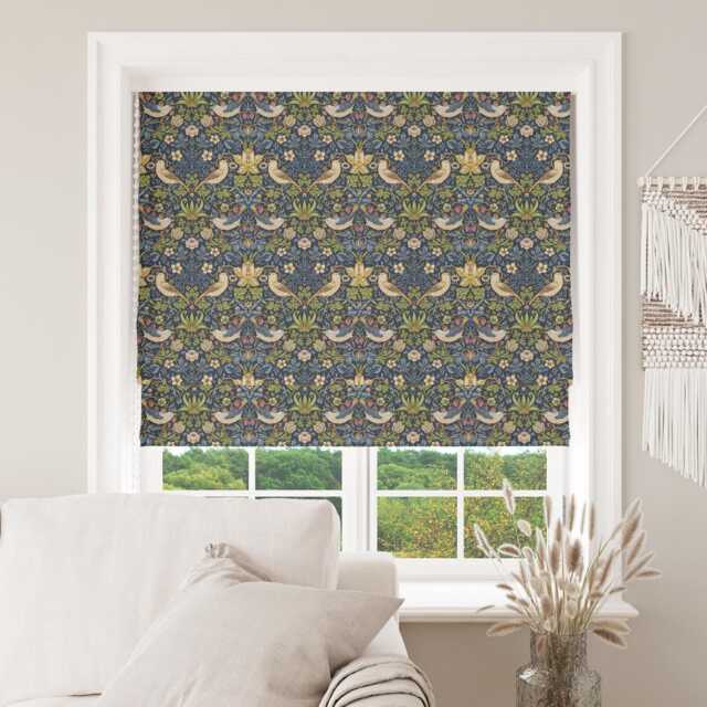 Custom Made To Measure Roman Blind Shade William Morris Strawberry Thief Navy Hand Crafted - image 1
