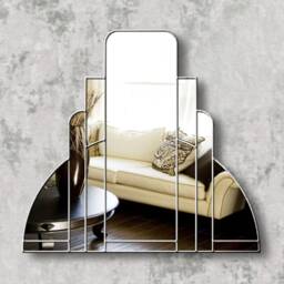 Miami Original Handcrafted Art Deco Over Mantle Wall Mirror - thumbnail 4