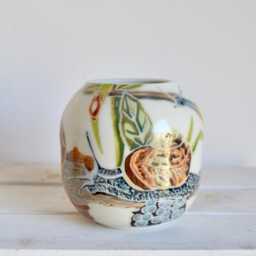 Porcelain Flower Vase Snail Art-Handmade Ceramic Vase-Forest Art-Insect Decor-Pottery Indoor Vase-Nature Ceramics-Custom Interior Vase - thumbnail 2