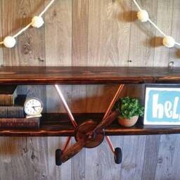 xl Airplane Shelf, Decor, Wooden Airplane, Dark Stain Custom Nursery, Bedroom - thumbnail 2