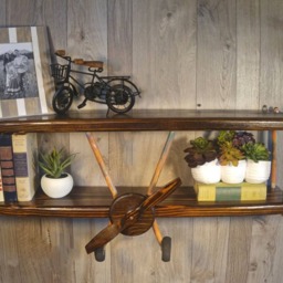 xl Airplane Shelf, Decor, Wooden Airplane, Dark Stain Custom Nursery, Bedroom - thumbnail 3