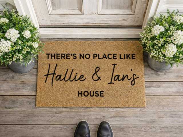 Couple Housewarming Gift - Hallie & Ian's Mat Personalized Coir Welcome Rug - image 1