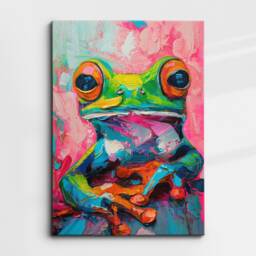 Colorful Frog Abstract Oil Painting Pop Art Style Wall Framed Canvas Poster Print Home Kitchen Living Room Decor Animal Gifts - thumbnail 3
