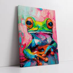 Colorful Frog Abstract Oil Painting Pop Art Style Wall Framed Canvas Poster Print Home Kitchen Living Room Decor Animal Gifts - thumbnail 2
