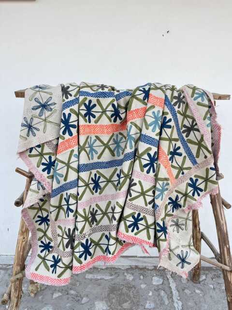 Vintage Suzani Kantha Quilt Handcrafted Recycled Cotton Sari Embroidered Bohemian Throw Blanket - image 1