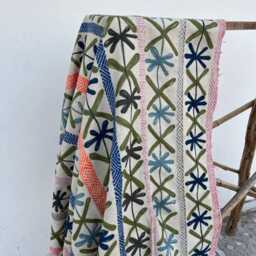 Vintage Suzani Kantha Quilt Handcrafted Recycled Cotton Sari Embroidered Bohemian Throw Blanket - thumbnail 3
