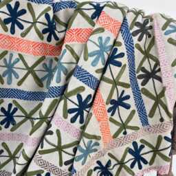 Vintage Suzani Kantha Quilt Handcrafted Recycled Cotton Sari Embroidered Bohemian Throw Blanket - thumbnail 2