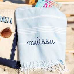 Embroidered Turkish Towel // Personalized Beach Towel, Gift, Bachelorette Party, Bridesmaid Gifts, Party Favor, Gift For Her - thumbnail 2