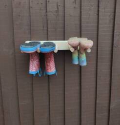 Oak Waxed Welly Wellington Wellies Wooden Rack Boot Holder Wall Mounted Shoe Storage Entryway Porch Organiser Garden