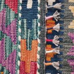 Multicolour Runner Rug, Handmade Artisan Afghan Turkish Scandinavian Navajo Bohemian Flatweave Wool Kilim Rug 188x66 cm - thumbnail 3