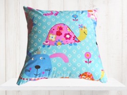 Animals Nursery Pillow Cover - Blue & Pink Cotton Kid's Decor - thumbnail 1