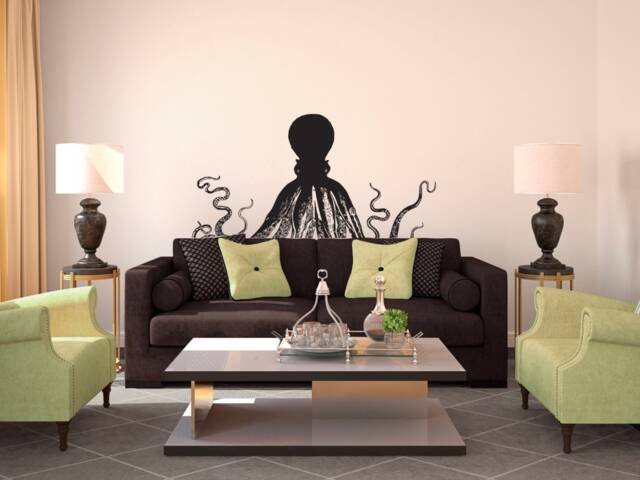 Large Octopus Wall Decal, Vintage Nautical Decor, Vinyl Art Sticker - image 1