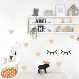 Gold Heart Wall Decals, White Stickers, Kids-Room Decor in 40 Colors, Gold-Metallic Decal Hearts Wall-Decor - thumbnail 3