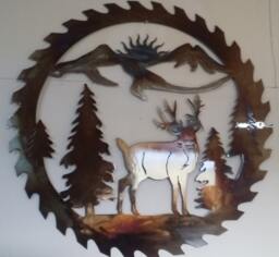 Deer Sawblade Metal Wall Art Heat Colored, 20 - thumbnail 1