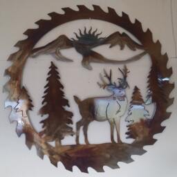 Deer Sawblade Metal Wall Art Heat Colored, 20 - thumbnail 3