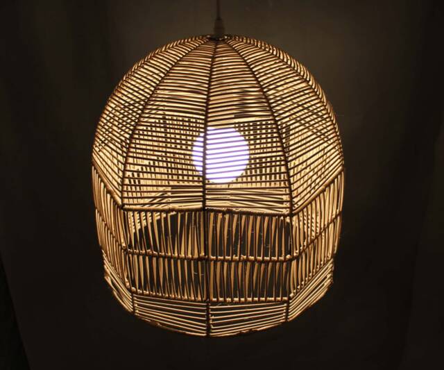Natural Rattan Pendant Light, Bell Lampshade, Pastoral Lighting - image 1