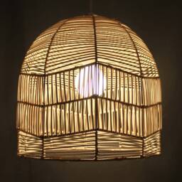 Natural Rattan Pendant Light, Bell Lampshade, Pastoral Lighting - thumbnail 3