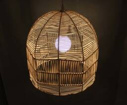 Natural Rattan Pendant Light, Bell Lampshade, Pastoral Lighting