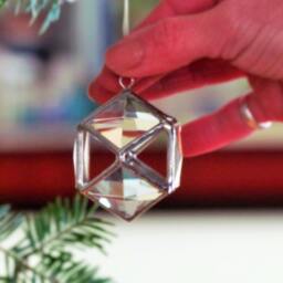 stained Glass Christmas Ball Ornament Geometric Crystal Suncatcher - thumbnail 4