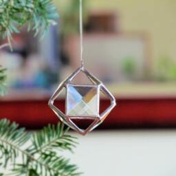 stained Glass Christmas Ball Ornament Geometric Crystal Suncatcher - thumbnail 2