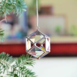 stained Glass Christmas Ball Ornament Geometric Crystal Suncatcher - thumbnail 3