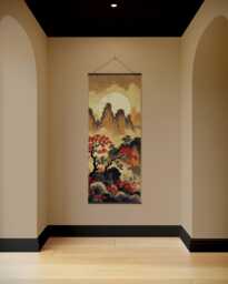 Asian Mountain Tapestry - Wall Hanging Unique Art