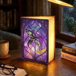 Fourth Wing Dragons Wooden Book Lamp, Tairn Andarna Sgaeyl Decor, Basgiath War College Reading Lamp