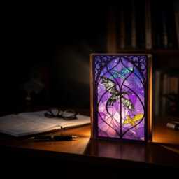 Fourth Wing Dragons Wooden Book Lamp, Tairn Andarna Sgaeyl Decor, Basgiath War College Reading Lamp - thumbnail 3