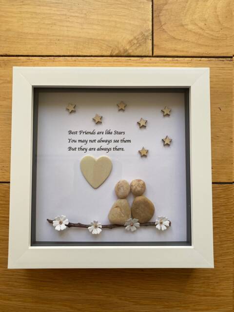 Personalised Best Friend Pebble Picture, Besties Art Gift, Friends Art, Unique Picture For Bestie - image 1
