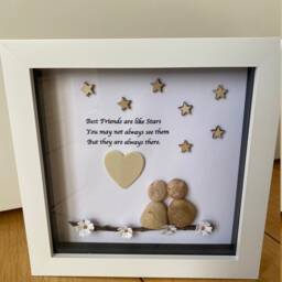 Personalised Best Friend Pebble Picture, Besties Art Gift, Friends Art, Unique Picture For Bestie - thumbnail 3