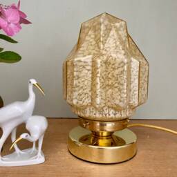 Vintage Art Deco Globe Table Lamp in Yellow Clichy Glass - thumbnail 3