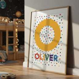 Yellow Personalised Name Print, Girls Bedroom Decor, Nursery Wall Art, Colourful, Rainbow, Boys Playroom Prints, Toddler Room - thumbnail 2