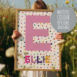 Yellow Personalised Name Print, Girls Bedroom Decor, Nursery Wall Art, Colourful, Rainbow, Boys Playroom Prints, Toddler Room - thumbnail 3