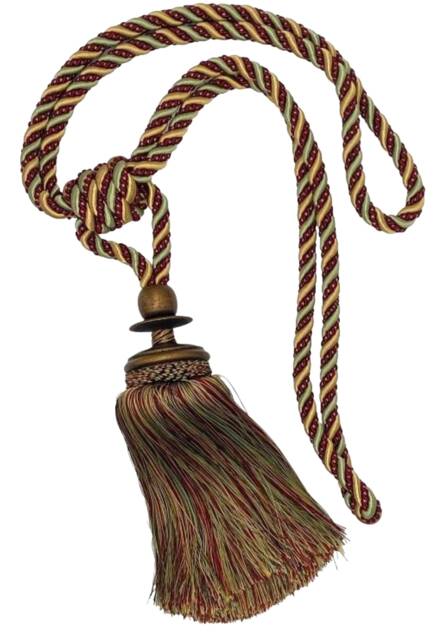 Decorative Drapery Curtain Single Tassel Tieback - Trimland 3382-10 Red Green Gold Sold By The Piece - image 1