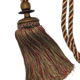 Decorative Drapery Curtain Single Tassel Tieback - Trimland 3382-10 Red Green Gold Sold By The Piece - thumbnail 2
