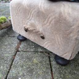 Foot Bench, Fabric Cover/Foot Stool Antique - thumbnail 2
