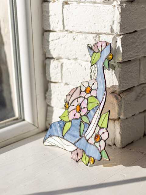 Mother's Gift Whale With Flowers Suncatcher Stain Glass Decor Home House Window Wall Hangings Gift - image 1