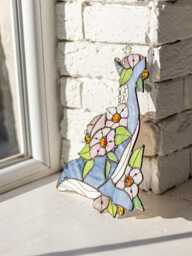 Mother's Gift Whale With Flowers Suncatcher Stain Glass Decor Home House Window Wall Hangings Gift - thumbnail 1