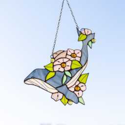 Mother's Gift Whale With Flowers Suncatcher Stain Glass Decor Home House Window Wall Hangings Gift - thumbnail 3